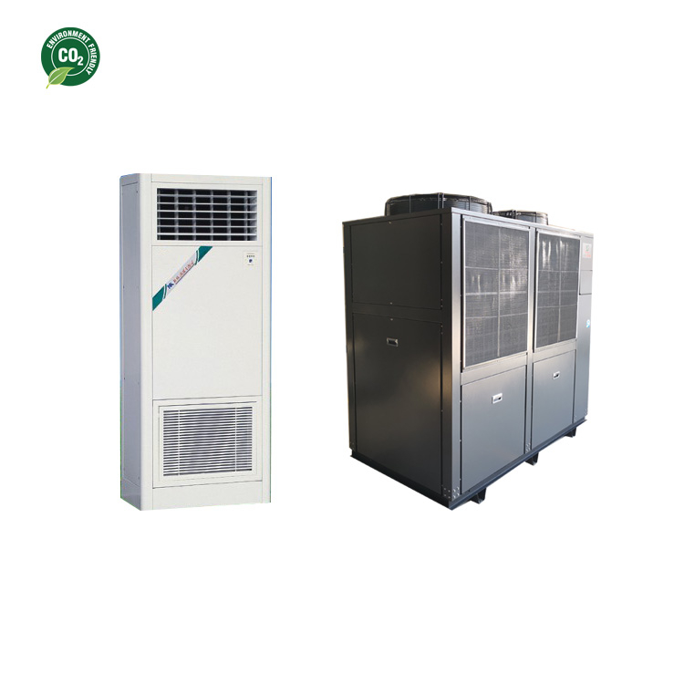 Soplador de aire caliente con pompa de calor de CO2 con soporte de suelo de 75KW para calefacción de espacios e invernadero